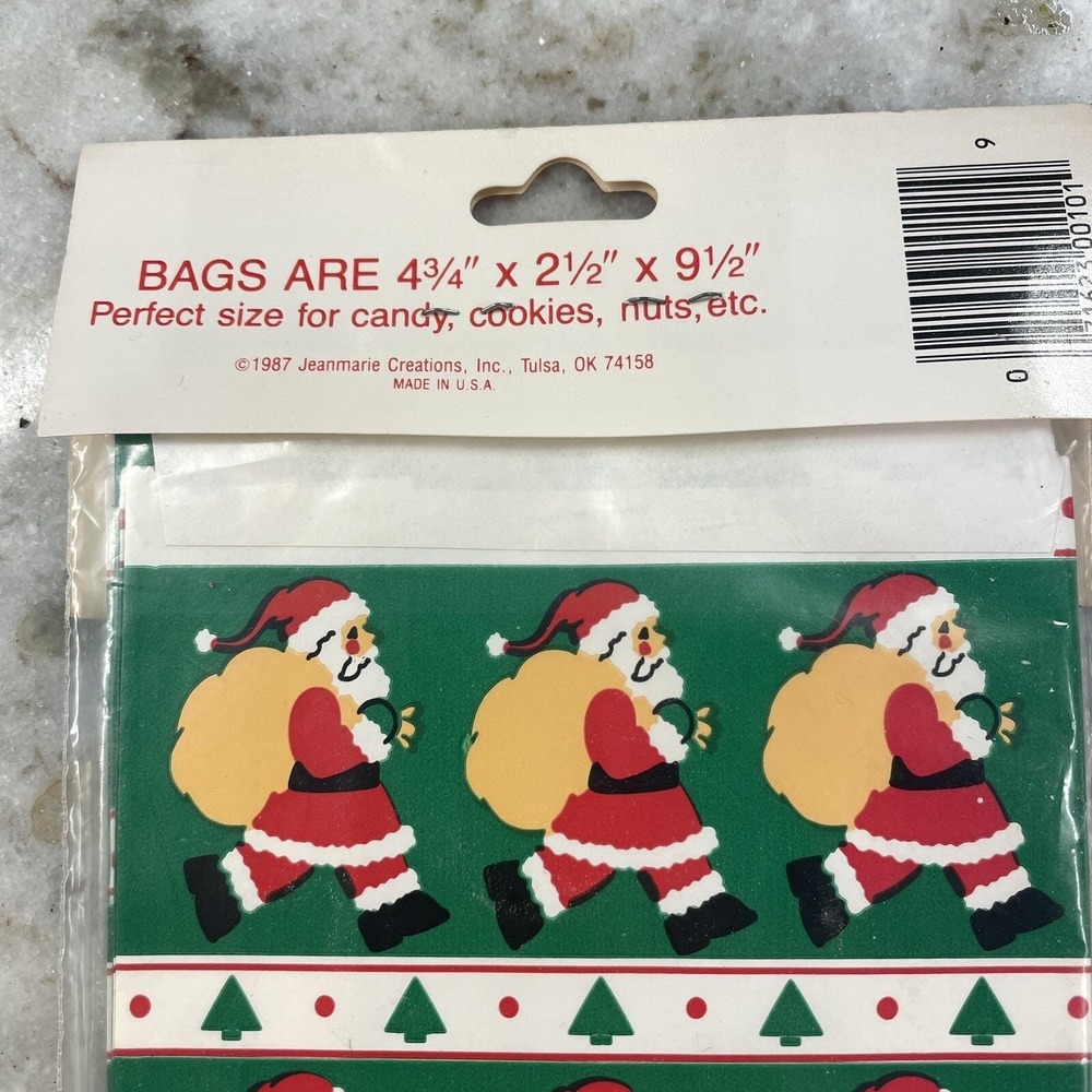 Vtg 1989 Christmas Jeanmarie‎ 3 Poly-Lined Cookie Treat Candy Bakery Gift Bags - Picture 3 of 5
